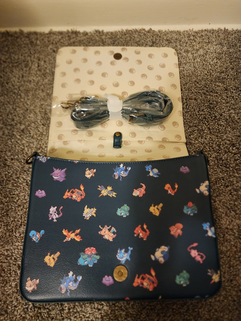 Pokémon Pixel Print Navy Crossbody Bag